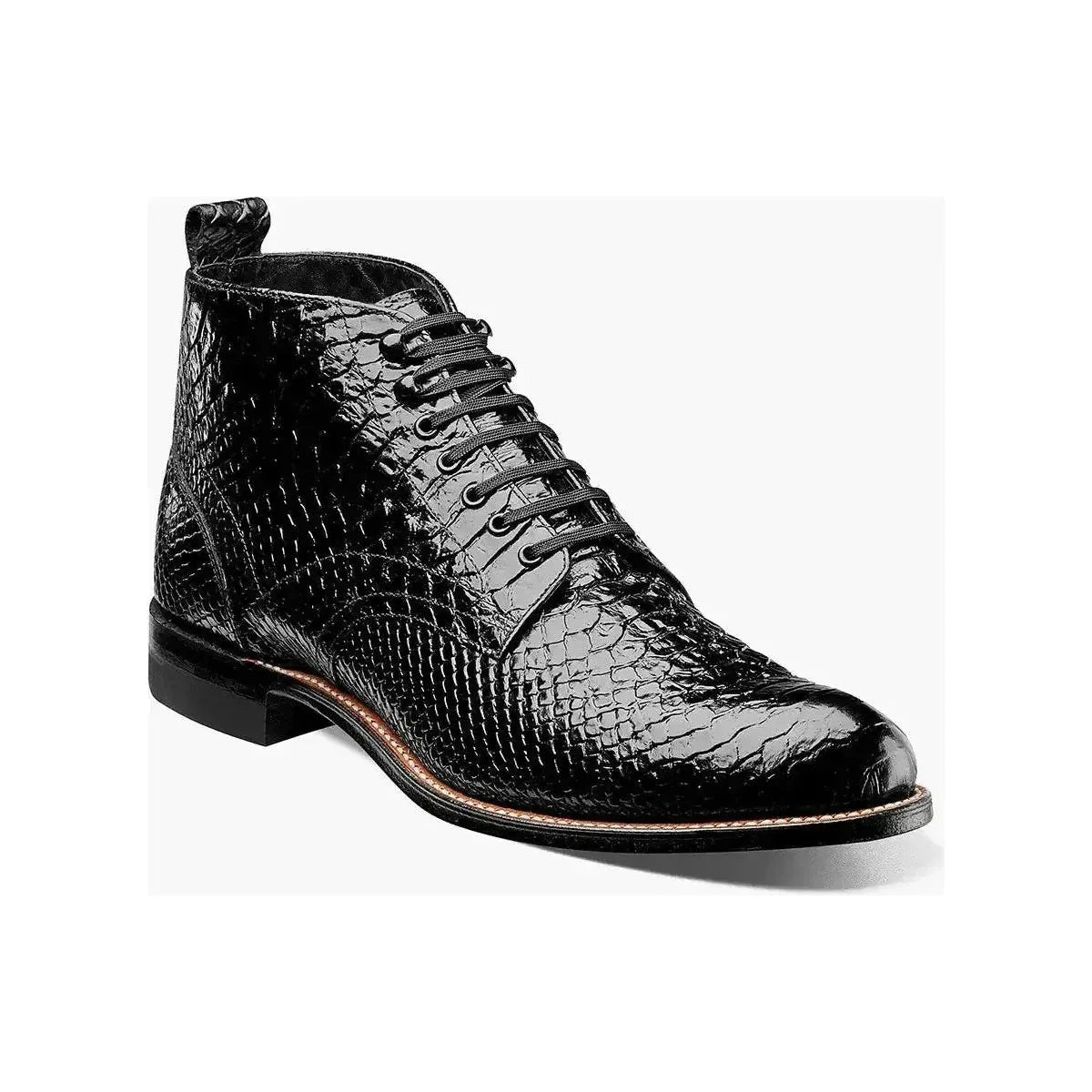 Stacy Adams Madison: Anaconda Print High-Top Boots—Black Elegance, Street Style Icon